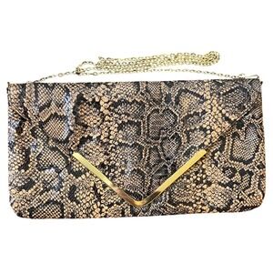 Miss‎ Selfridge Large Python Snake Print Clutch w/Gold Chain Strap Y2K 2000s 90s